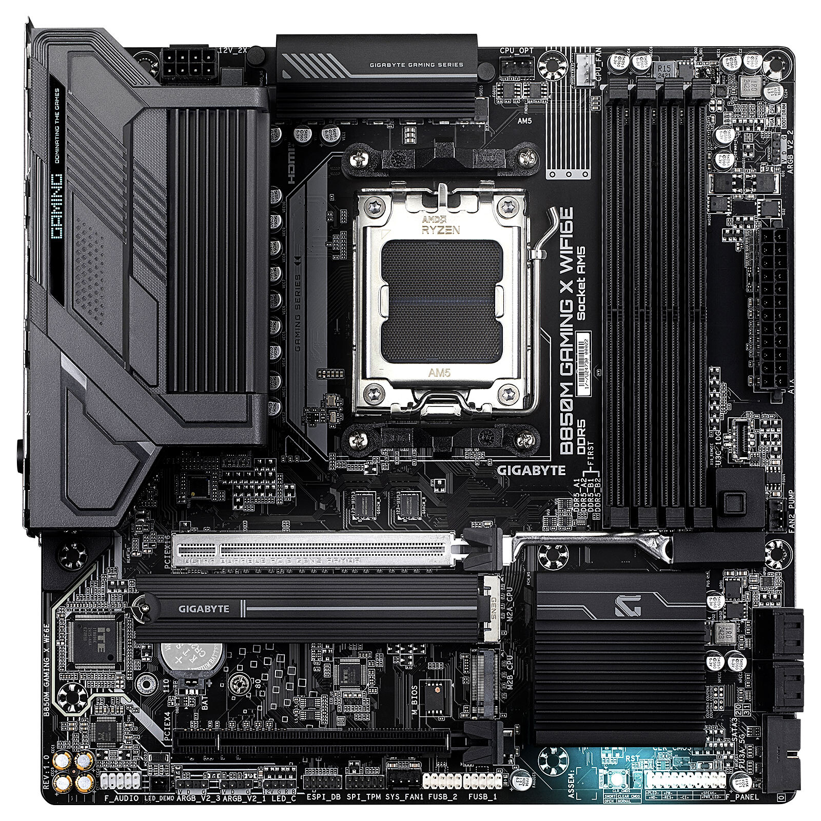 Gigabyte B850M GAMING X WF6E — vue angle